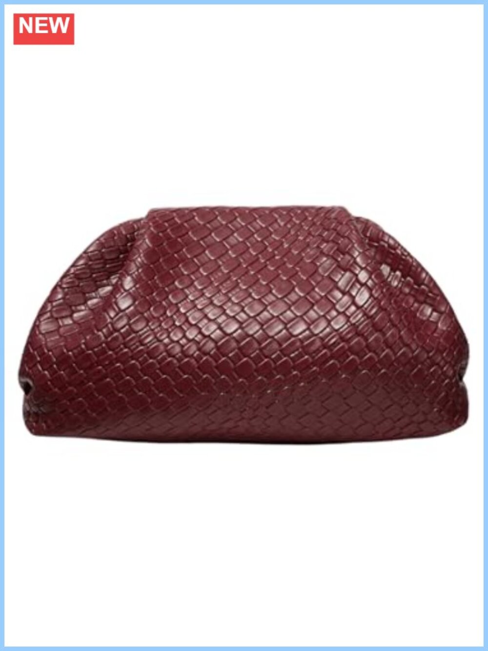 Faux PU Leather Ruched Woven Evening Clutch No Strap Elegant Party Bag